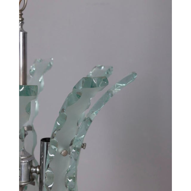 Mid-Century Modern Vintage Worked Glass Chandelier from Zeroquattro, 1970s For Sale - Image 3 of 10
