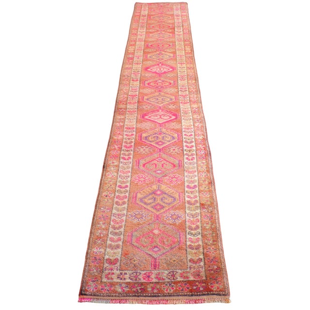 1960s Hand-Knotted Turkish Runner Rug. Extra Long Hallway Rug Stair Runner - 2′7″ × 16′ For Sale - Image 5 of 15