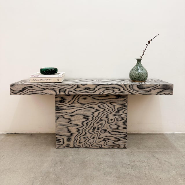 Vintage 1980s Postmodern Memphis Pedestal Console Entryway Table For Sale In Palm Springs - Image 6 of 11