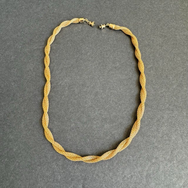Vintage Gold Tone Mesh Twisted Necklace 1980s 1990s 16" Long For Sale - Image 9 of 10