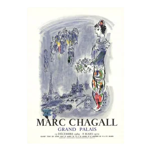 1970 Marc Chagall 'The Magician Of Paris' Modernism Blue,Gray France Lithograph