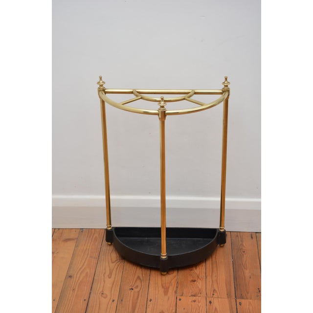 Demi Lune Brass Umbrella Stand, 1920 For Sale - Image 11 of 11