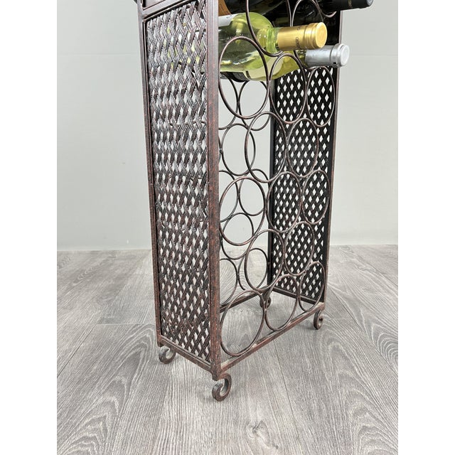 Patinated Metal Bottle Rack, 1980s For Sale - Image 3 of 10
