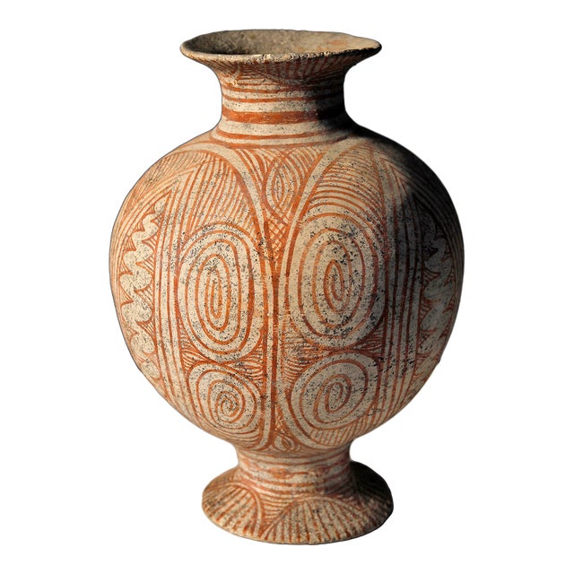 Thai Bai Chiang Bichrome Pottery Vessel For Sale