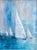 Abstract Blue Coastal Sailboat Seascape Original Oil Painting – Framed, by Matt Thomas For Sale - Image 3 of 5