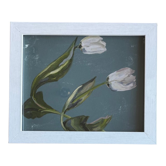 2024 Carolyn Misterek Giclee Print of White Tulips in Vintage Frame For Sale