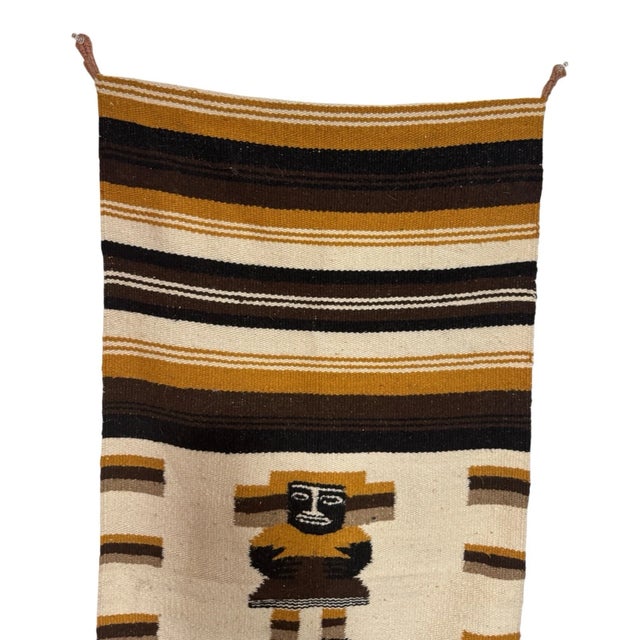 Handwoven Lamb Wool Aztec Tribal Rug Southwestern Navajo Style Decor For Sale - Image 4 of 7