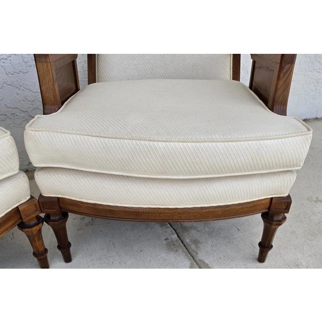 Vintage 1960s Italian Hollywood Regency High Back Lounge Armchairs Pair For Sale - Image 13 of 17