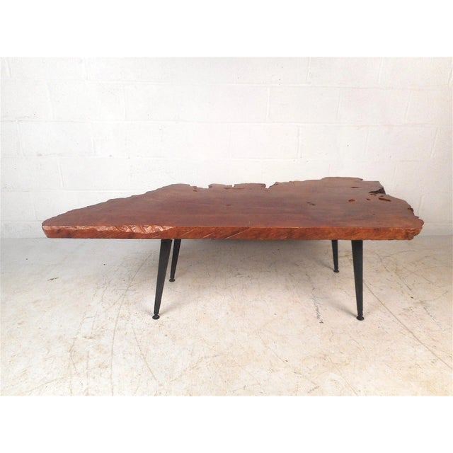 Mid-Century Modern Mid-Century Modern Live Edge Tree Slab Coffee Table For Sale - Image 3 of 12