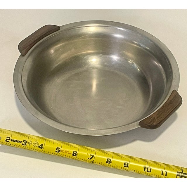 1950s Vintage Stelton Denmark Stainless Steel Serving Bowl With Teak Handles by Peter Holmblad For Sale - Image 5 of 5