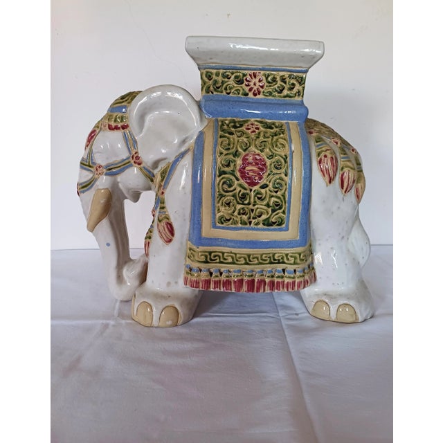 Mid-20th century glazed ceramic elephant flower plant holder. Handmade of ceramic. Nice addition to your home, inside or...