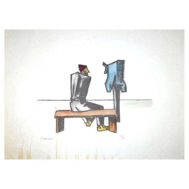 Pietro Morando, Waiting, Original Lithograph, 1960s For Sale