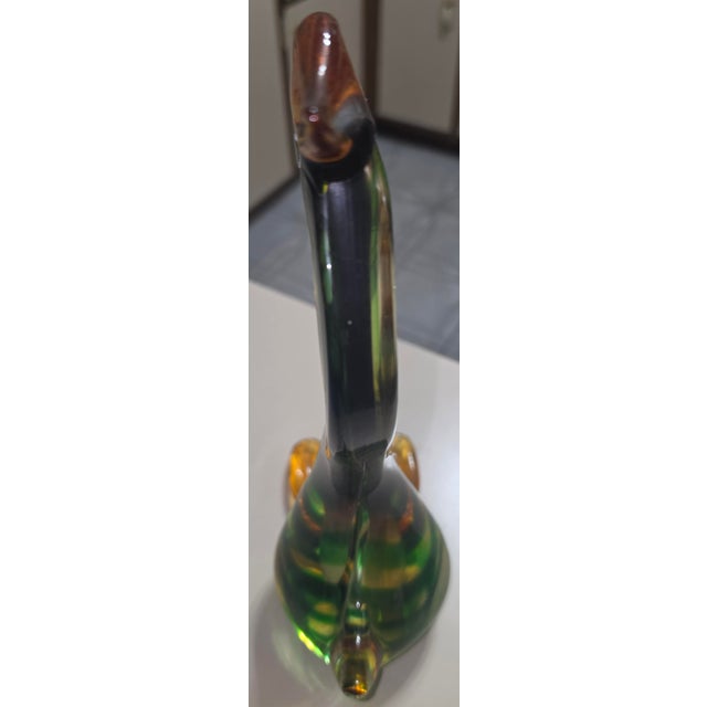 True 1950-70's mid century modern Murano Italy art glass 12 " tall Graceful stylized duck figure with crest
