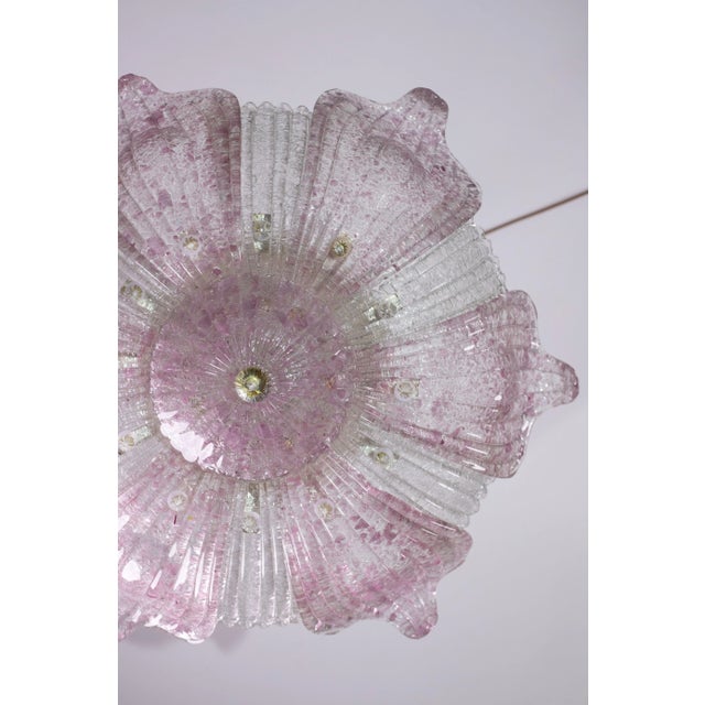 Italian Vintage 1970s Murano Glass Ceiling Lamp Pink For Sale - Image 3 of 12