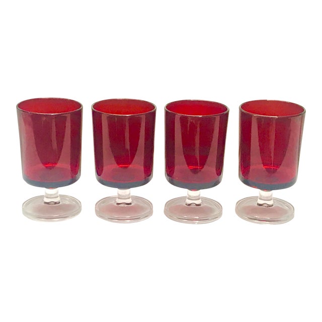 Vintage Ruby Red Cordial Glasses Set of 4 Chairish