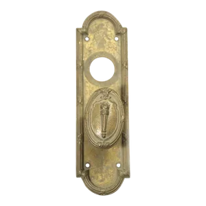 Vintage Yale Bronze Oval Torch Knob & Back Plate