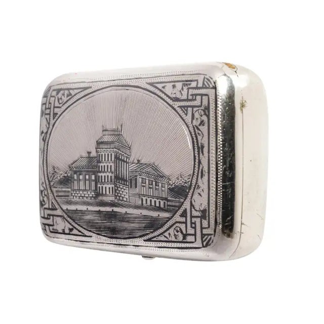 Antique Engraved 84 Silver Niello Tobacco Case Box, 1886 For Sale In Portland, OR - Image 6 of 11