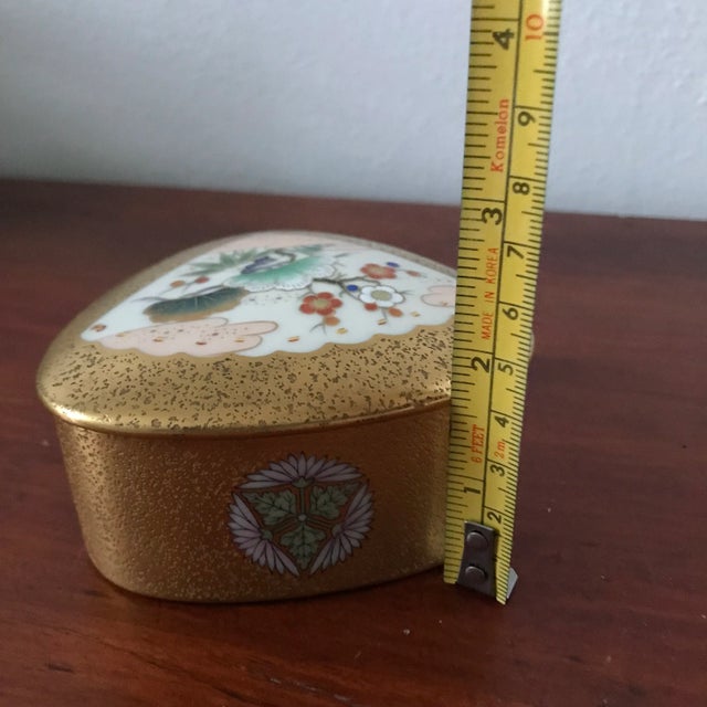 Gold Vintage Gold Lusterware Porcelain Fan Box From Japan For Sale - Image 8 of 10