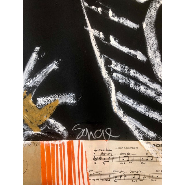 Raimundo Figueroa, Puerto Rican Modernist Master Figueroa Mixed Media Painting Music Notes Collage, 2002 For Sale - Image 11 of 11