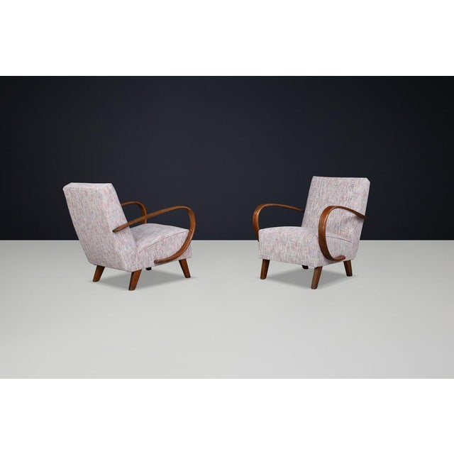 Upholstered Bentwood Lounge Chairs by Jindrich Halabala, 1940s, Set of 2 For Sale - Image 10 of 11
