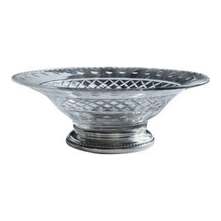 1930s Sheffield American Sterling Silver and Crystal Bowl For Sale