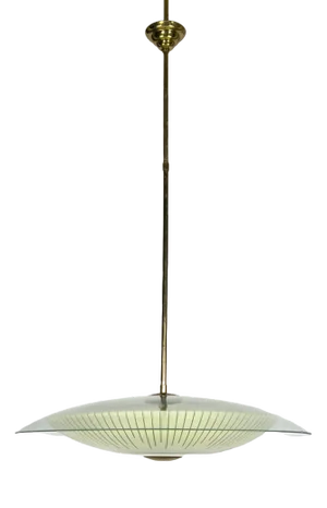 Mid-Century Curved Glass Disc Chandelier in the Style of Fontana Arte, 1950s