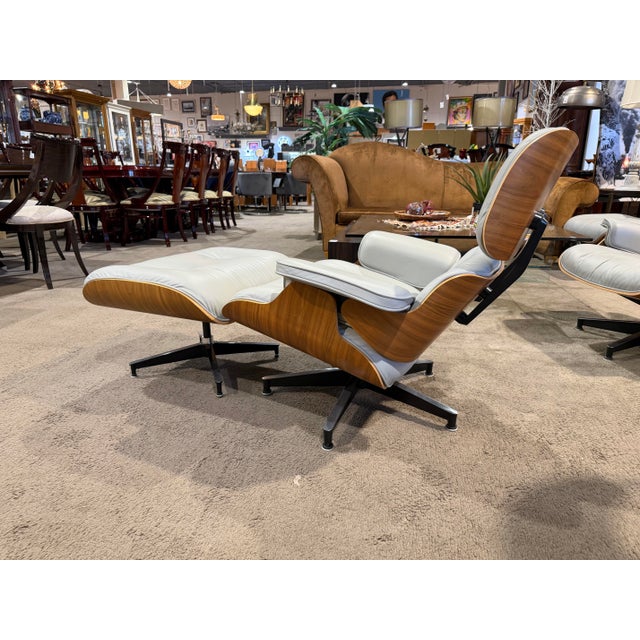 Eames Eames for Herman Miller Grey Leather and Wood Lounge Chair For Sale - Image 4 of 7