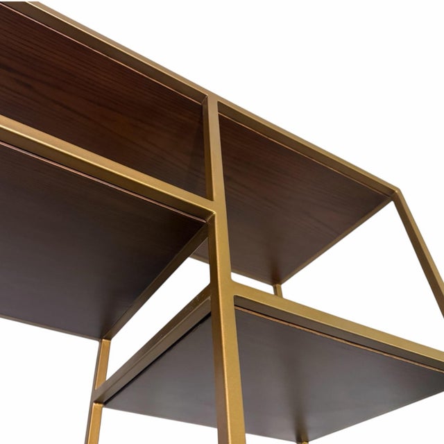 Studio a Home Oslo Etagere in Dark Ash Wood and Brass-Bronze Finished Metal For Sale - Image 11 of 12
