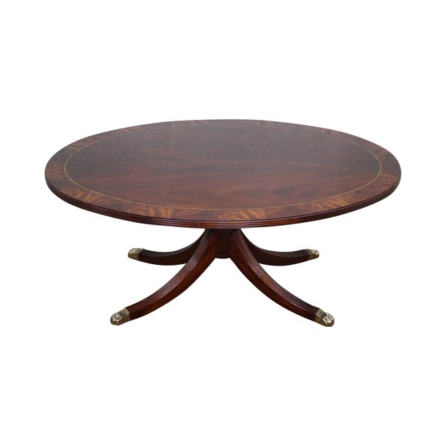 Henkel Harris Flame Mahogany Oval Pedestal Coffee Table Chairish