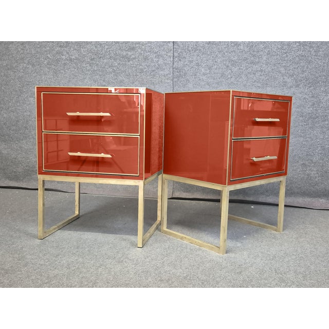 Brown Italian Nightstands in Terracotta Glass from Justfurnituress SRL, Set of 2 For Sale - Image 8 of 9
