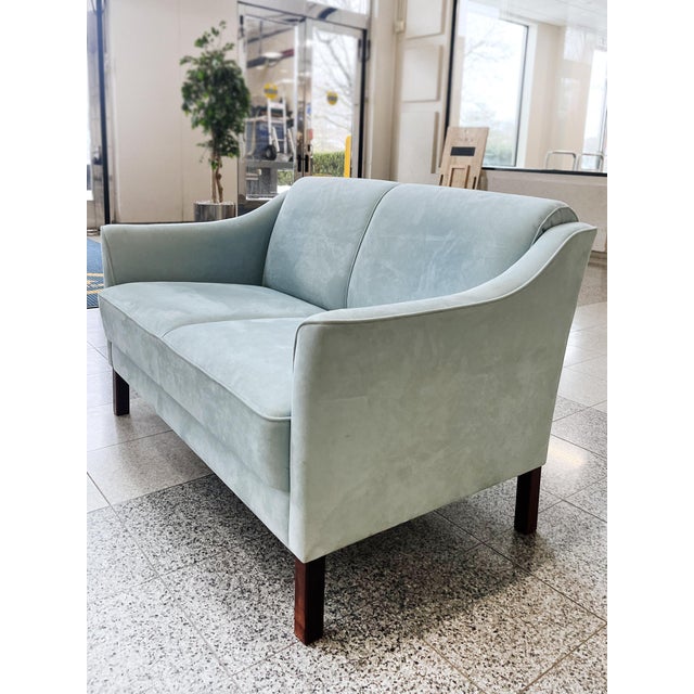 Baby Blue 1960s Danish Modern Suite of Sofas & Armchairs- A Set of 4 For Sale - Image 8 of 18