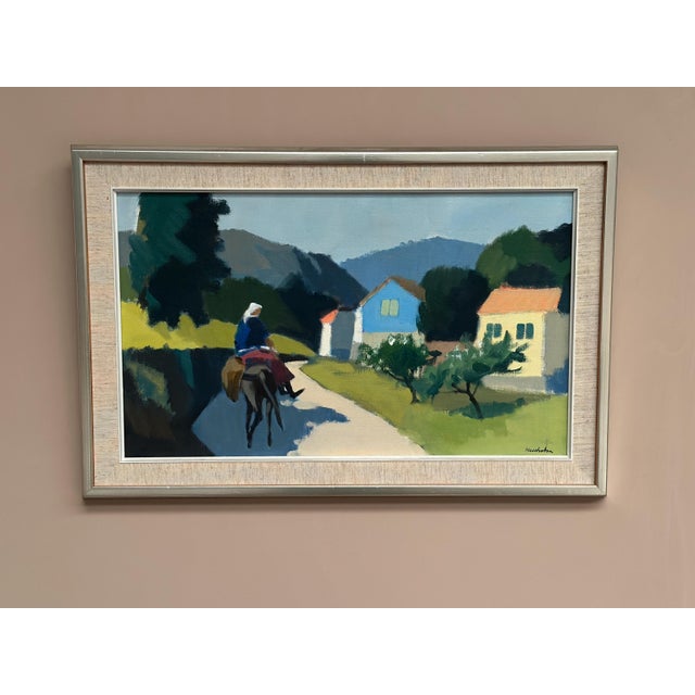 Stig Wernheden, Riders on the Road, Crete, 1960s, Oil on Canvas, Framed For Sale - Image 7 of 18