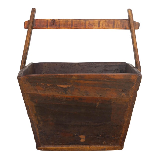 Brown Glazed Vintage Asian Basket For Sale