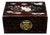 1980s Hardwood Jewelry Box With Mother of Pearl Inlay & Brass Lock, Chinoiserie Keepsake Box For Sale