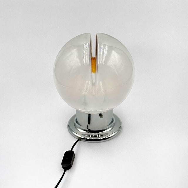 Silver Table Lamp in Glass and Chrome Metal with Orange Accents, 1970s For Sale - Image 8 of 11