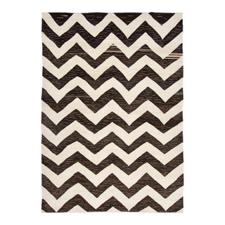 Vintage Kilim Hemp Rug With Chevron Design by Rug & Kilim, 1950-1959 For Sale
