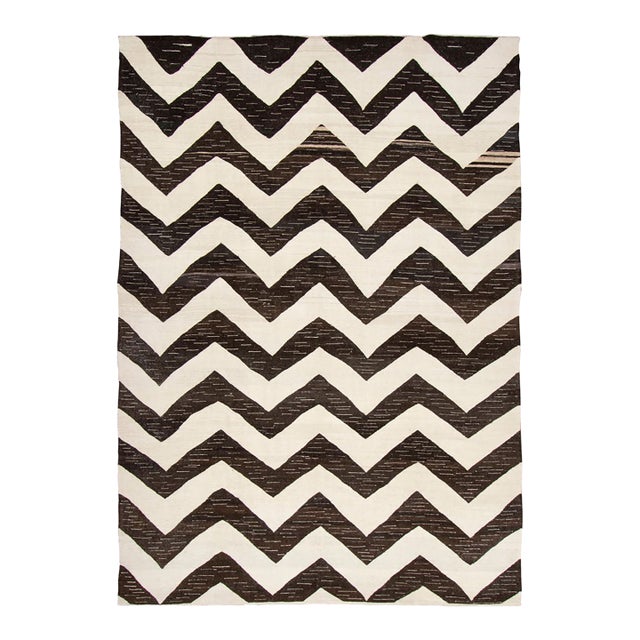 Vintage Kilim Hemp Rug With Chevron Design by Rug & Kilim, 1950-1959 For Sale