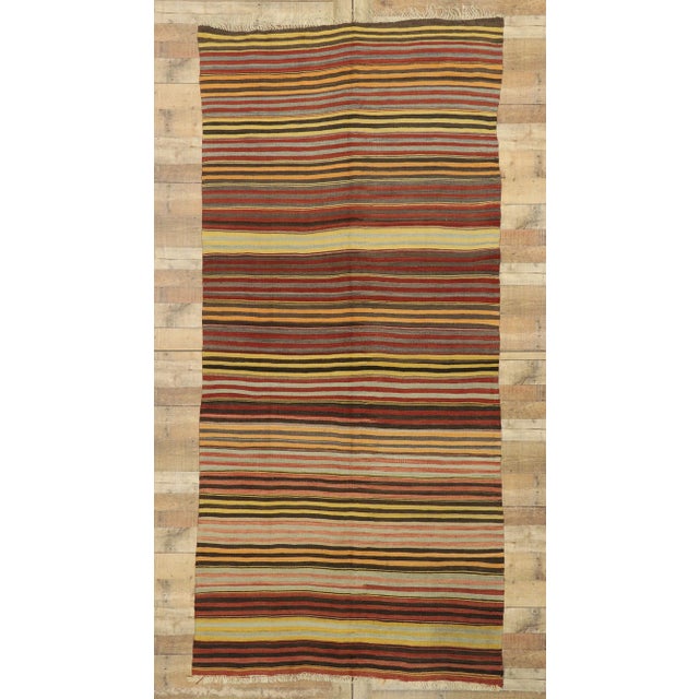 Vintage Turkish Striped Kilim Rug - 04'11 X 10'08 For Sale - Image 9 of 10