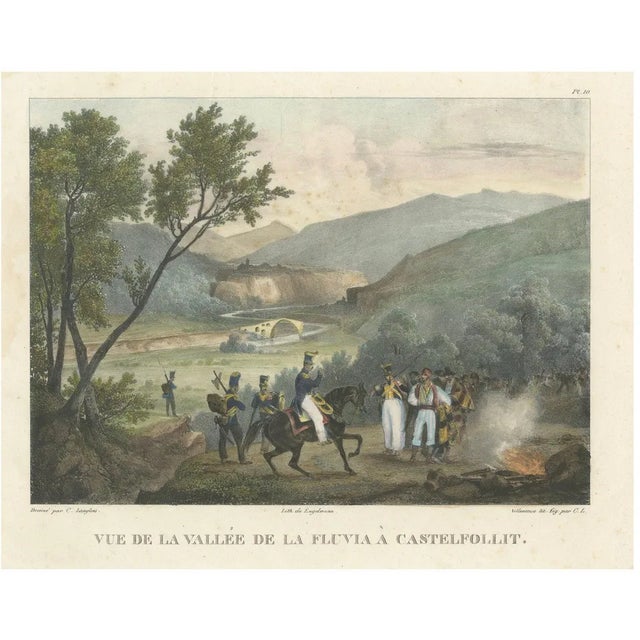Godefroy Engelmann after C. Langlois, French Troops at the Fluvia Valley, Lithograph on Paper For Sale