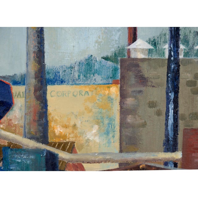 Factories - Industrial Landscape in Oil on Linen by Doris Lyons Hoover For Sale - Image 4 of 10