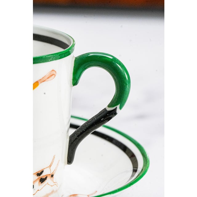 1930s Paragon Porcelain Hand Painted Fox Dogs Hunting Country Life Antique Demitasse Cup and Saucer For Sale - Image 10 of 16