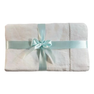 Vintage French Linen Pillowcase: XL Body Pillow Cover with Ladder Hem & Monogram For Sale