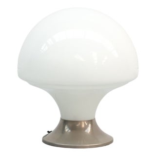 Space Age Opal Glass & Chrome Table Lamp, 1970s For Sale