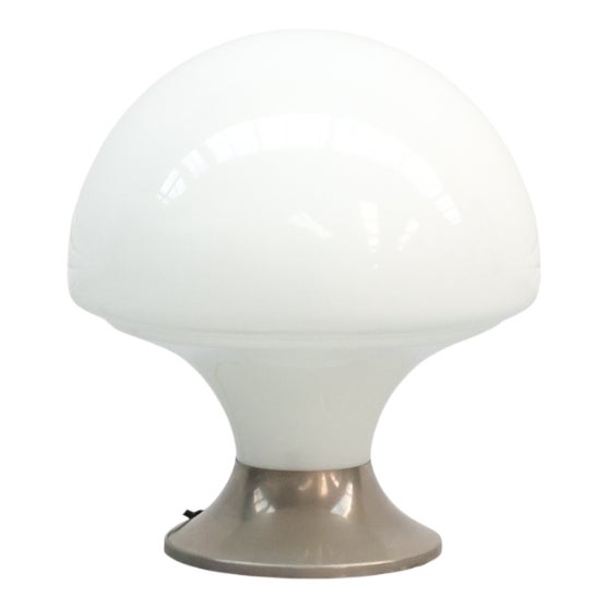 Space Age Opal Glass & Chrome Table Lamp, 1970s For Sale