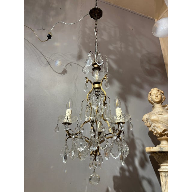 1950s Antique Italian Crystal Chandelier For Sale - Image 5 of 14