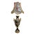 French-Style Cobalt Blue Porcelain Table Lamp – Romantic Scenic Artwork, Gilded Bronze Accents & Floral Fabric Shade For Sale