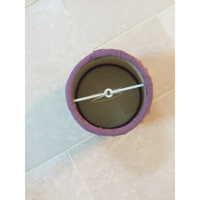 2010s Gathered Lavender Linen Sconce Lamp Shade With Citron Dot Tape Trim For Sale - Image 5 of 7