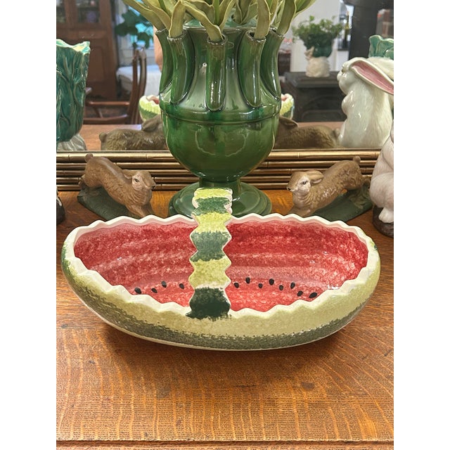 These vintage watermelon serving pieces are very popular for summer outdoor entertaining. Most likely, earthenware, this...