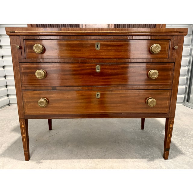 Early 19th Century Early 19th Century American Federal Period Mahogany Secretary Chest With Eagle Inlay, New England For Sale - Image 5 of 17