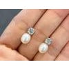 Bochic "Orient" Blue Topaz & South Sea Pear Earrings Set In 18K Gold & Silver, A Pair For Sale - Image 16 of 18